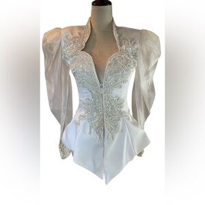 Gorgeous Vintage Caché Embellished Peplum Top
